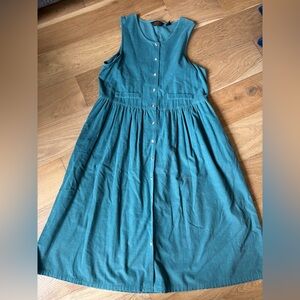 Vintage eddie bauer micro corduroy sleeveless button down dress womens large